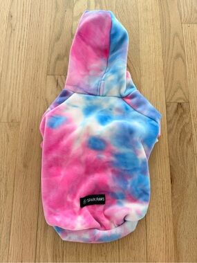 Spark Paws Velvet Dog Hoodie – Pink & Blue Tie-Dye – Estimated Large
